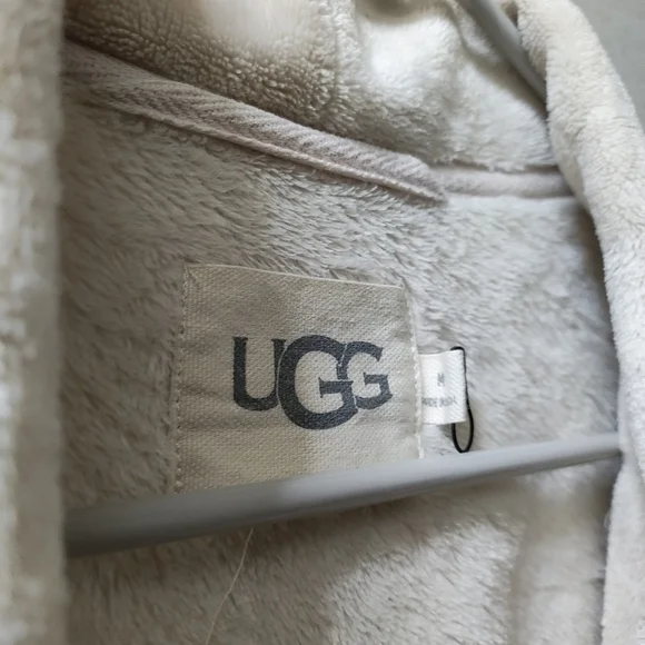 UGG Women’s Fleece Knit Robe Marlow Medium Belted Moonbeam Beige Kimono Plush - Picture 3 of 15